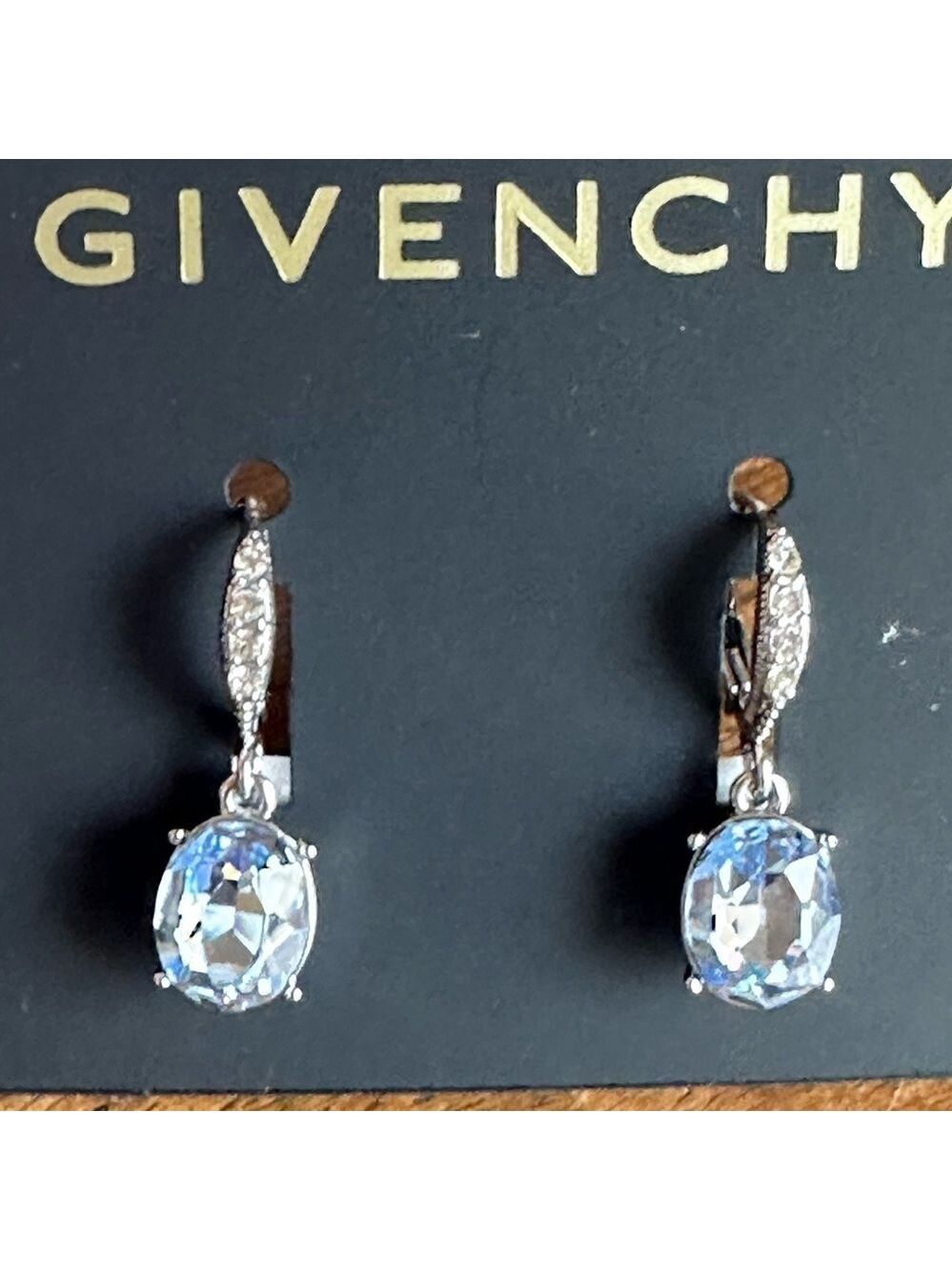 Givenchy Silver Tone Pave &Color Crystal Drop Earrings New - Picture 2 of 2